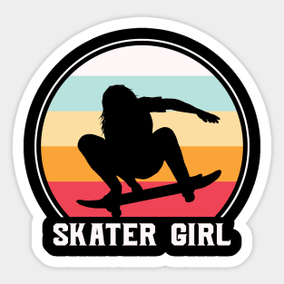 Retro Sunset Skater Girl Sticker